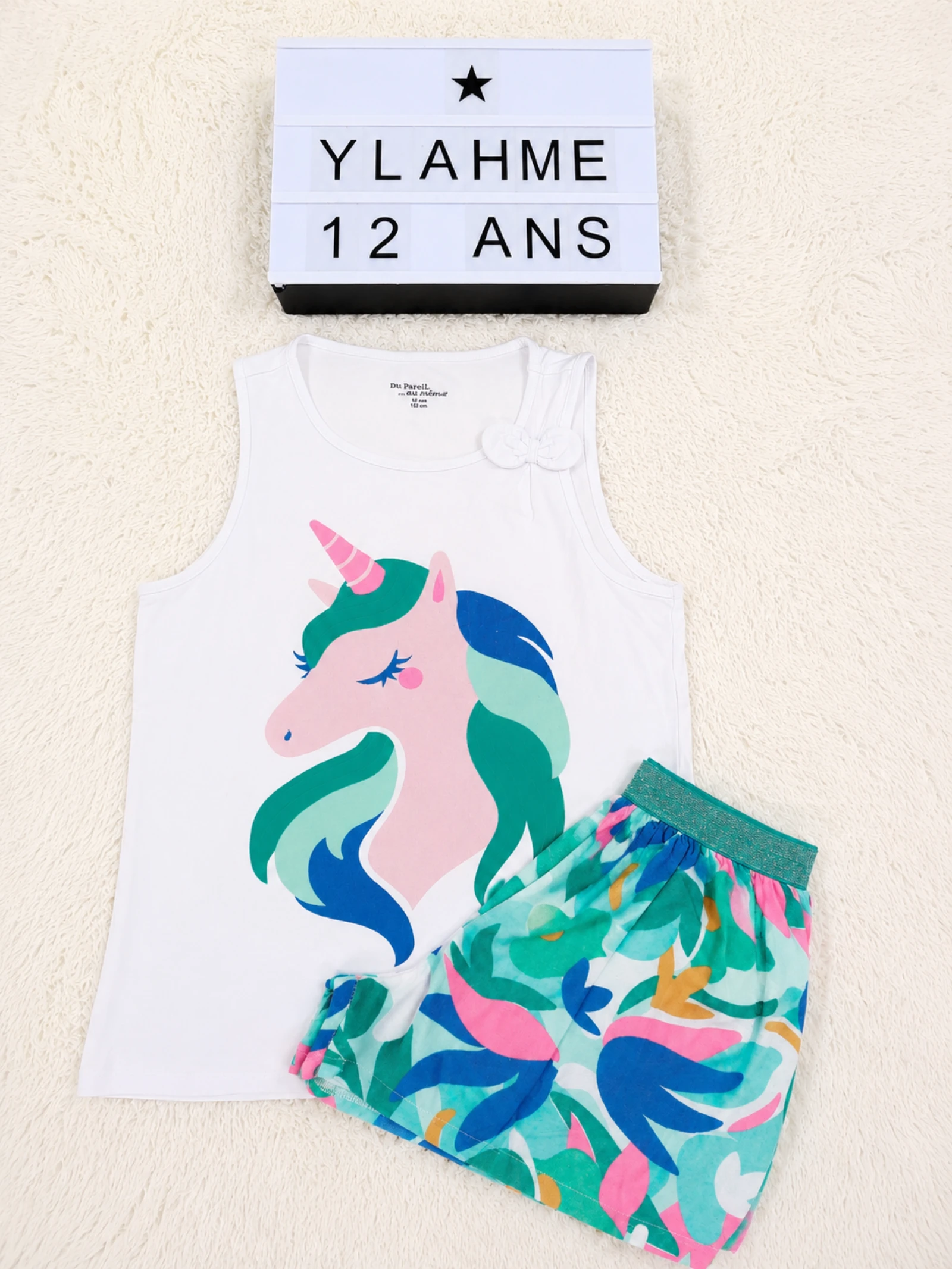 Ensemble pyjashort fille Du Pareil au Même 12 ans – licorne 👒